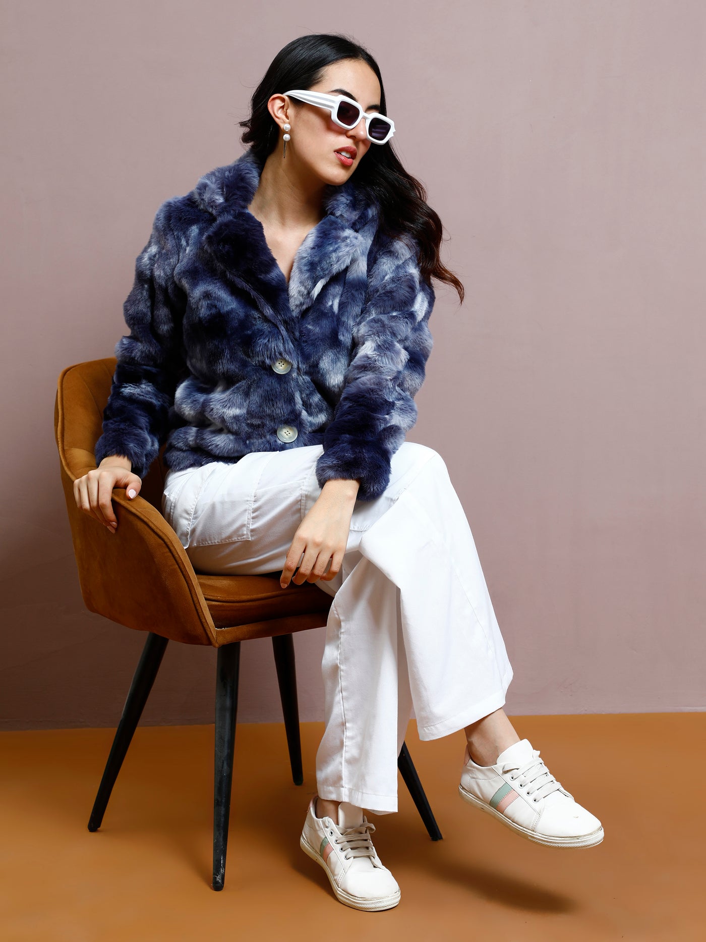 Athena Dyed Single-Breasted Lapelled Fur Coat