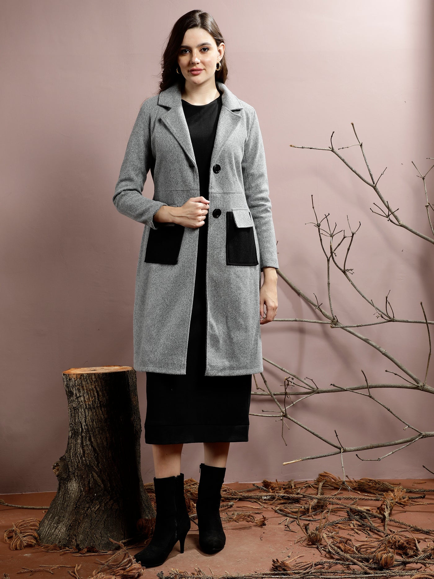 Athena Notched Collar Longline Over Coat