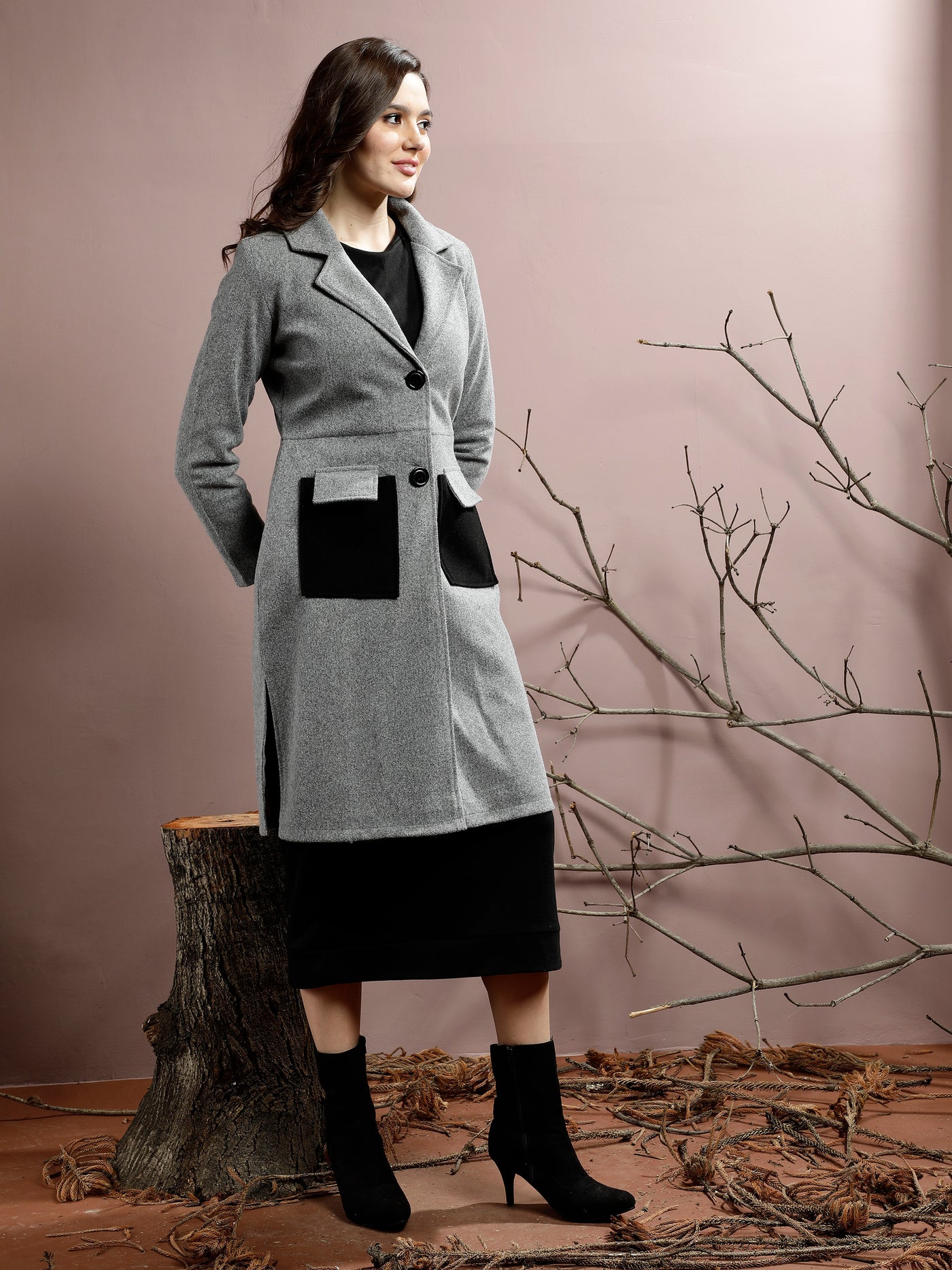 Athena Notched Collar Longline Over Coat