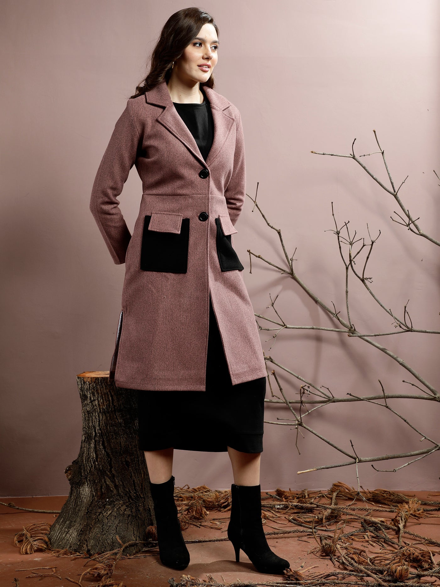 Athena Notched Collar Longline Over Coat