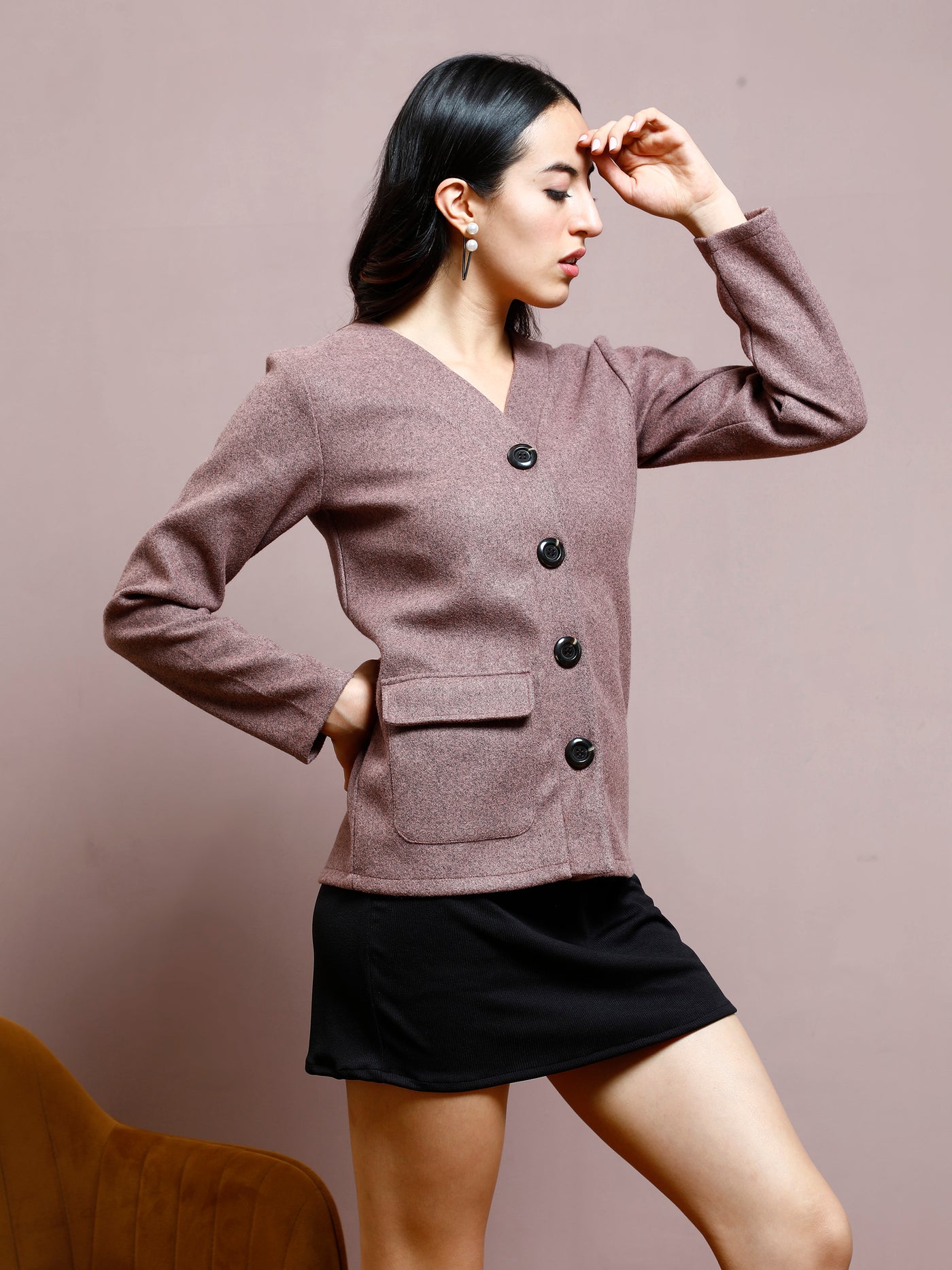 Athena Self Design Buttoned Overcoat