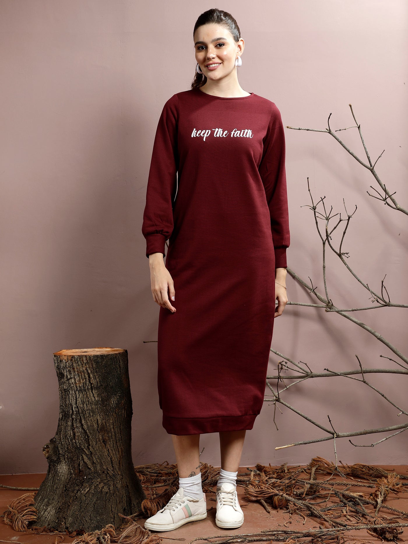 Athena Alphanumeric Printed Cotton T-shirt Midi Dress