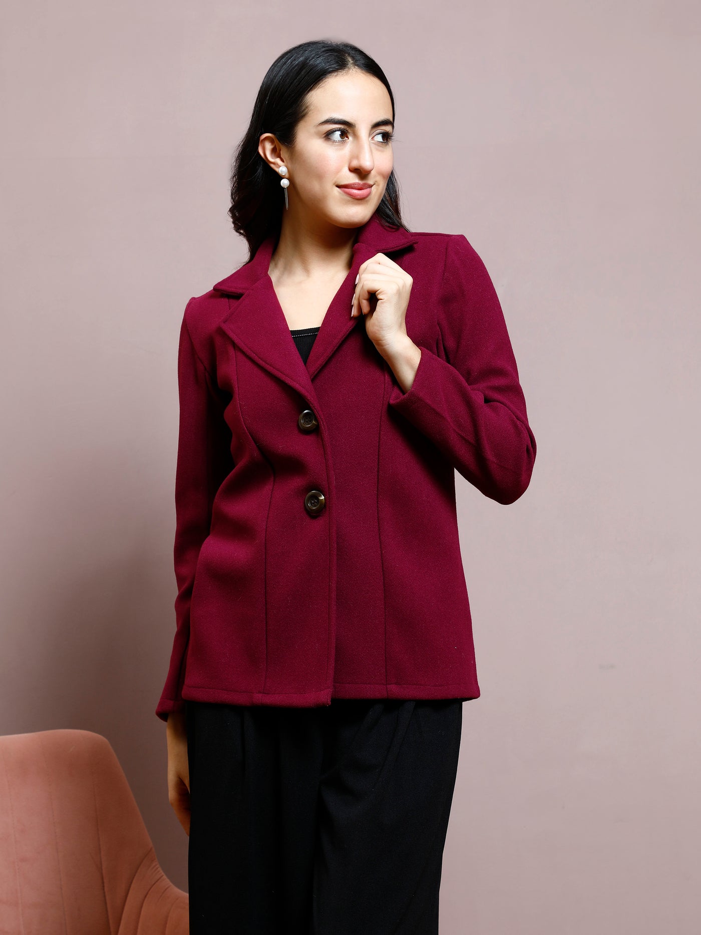 Athena Notched Lapel Single-Breasted Blazer