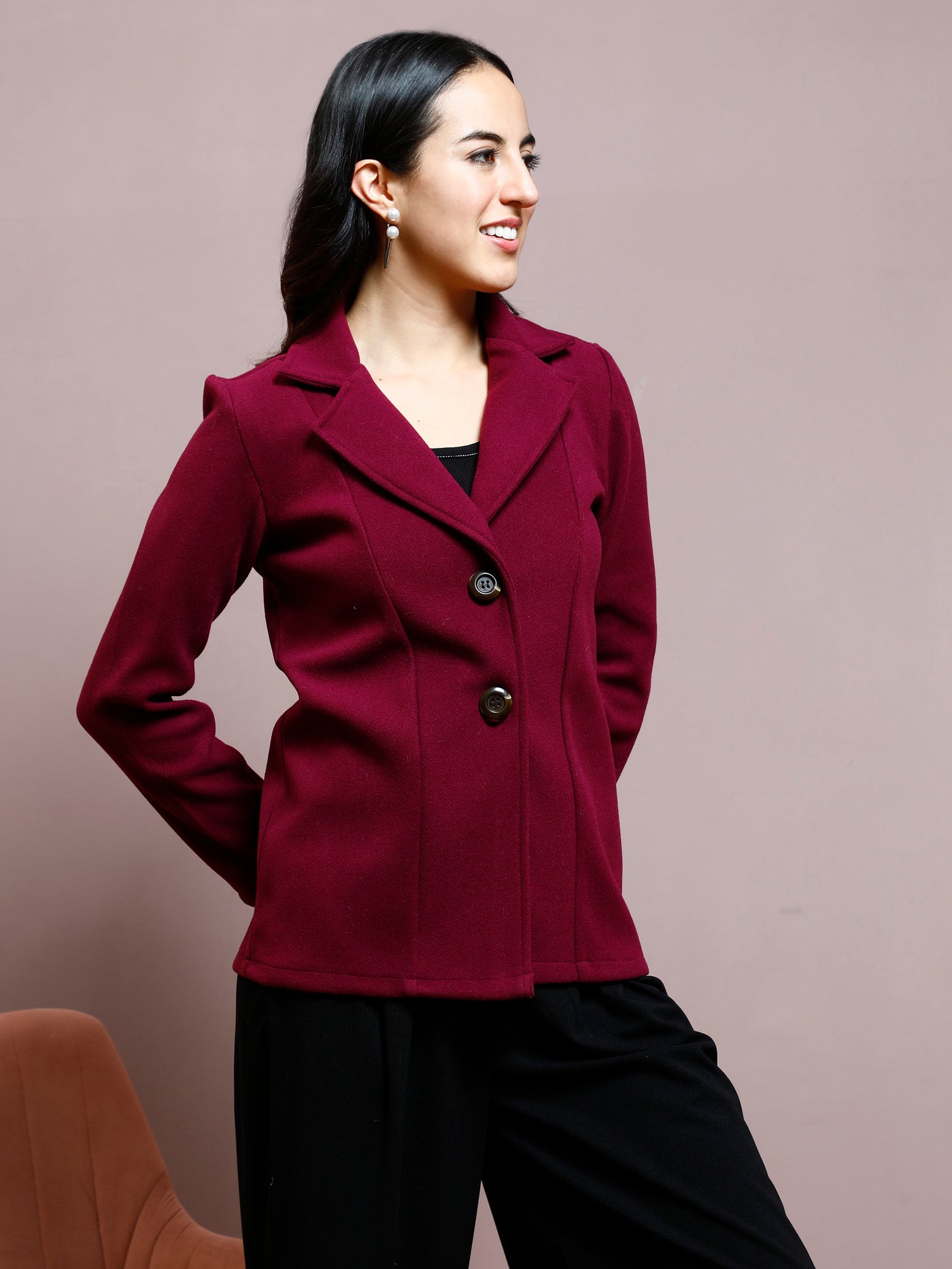 Athena Notched Lapel Single-Breasted Blazer