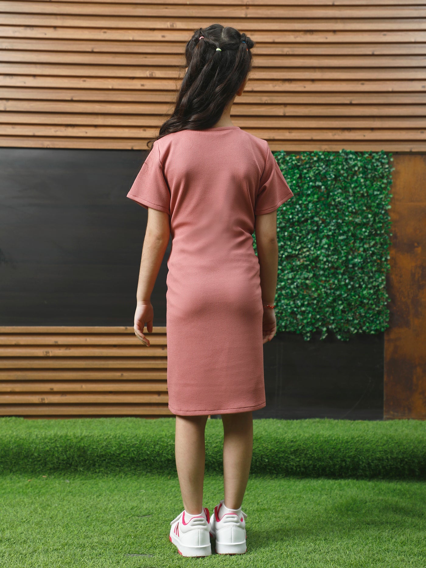 Athena Dusty pink solid rib dress
