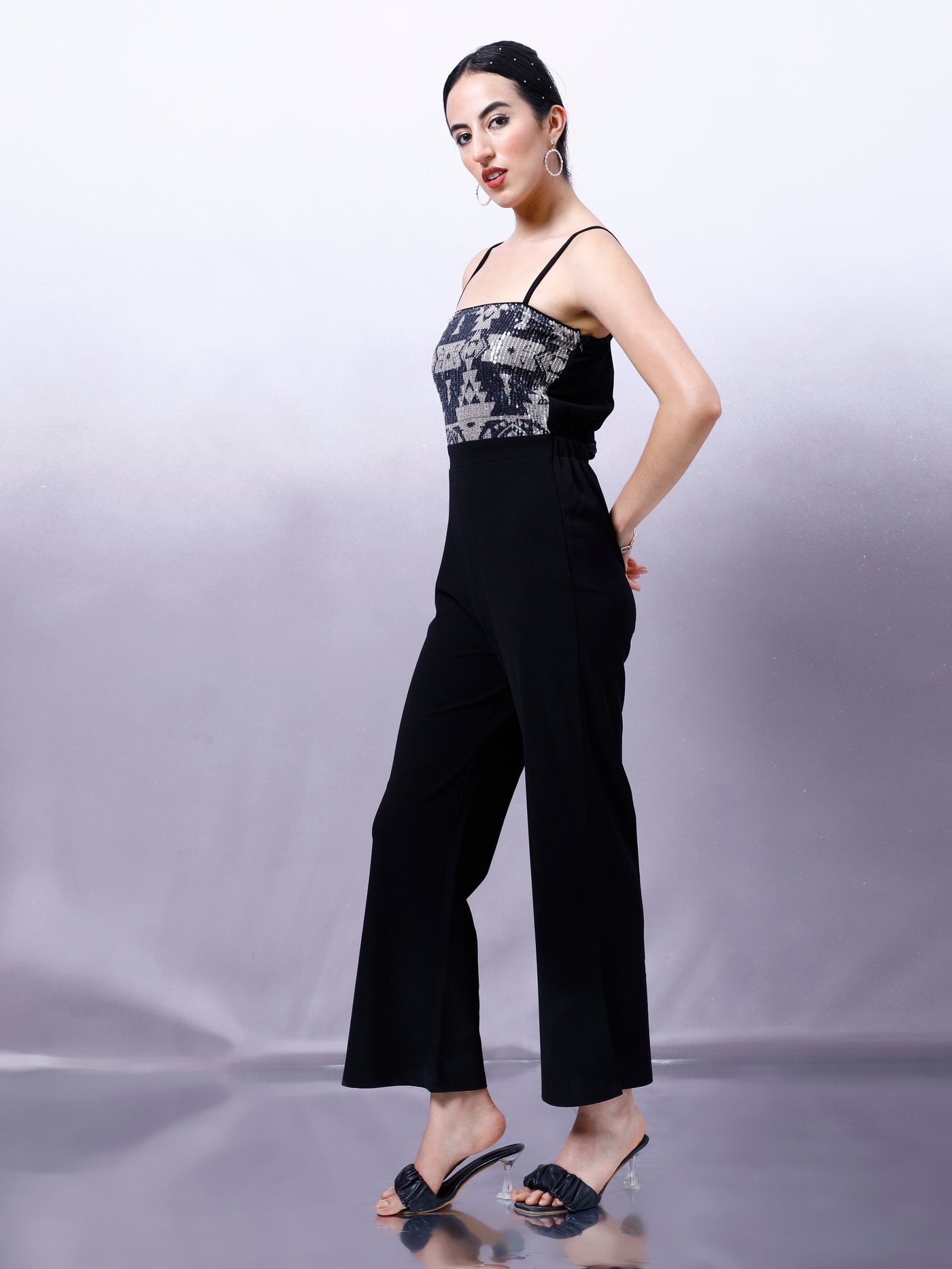 Athena Women Self Design Basic Jumpsuit with Embellished