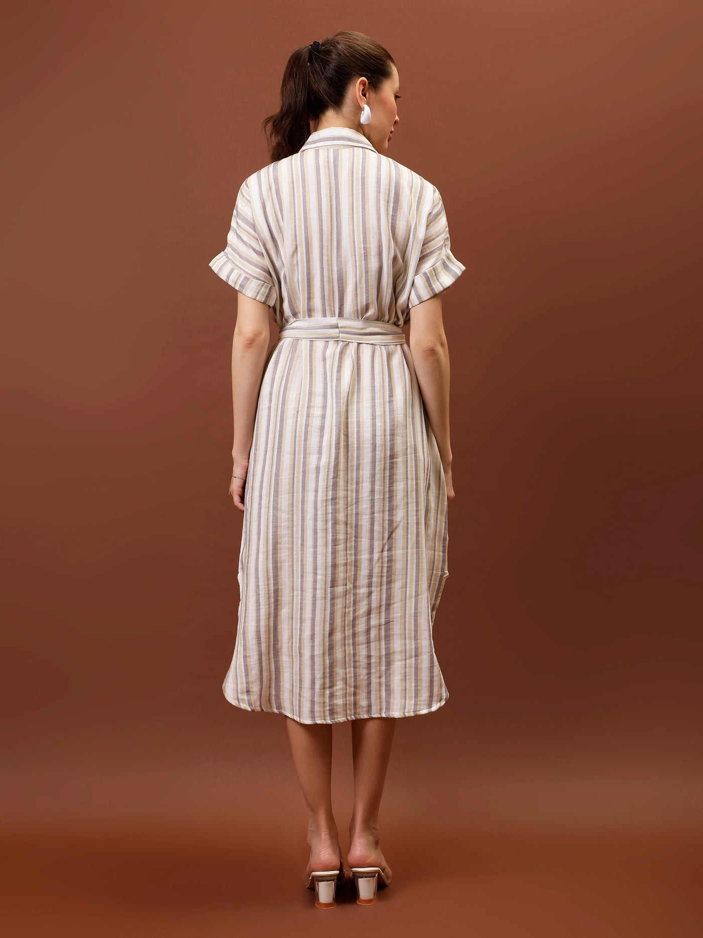 Athena Immutable Striped Formal Shirt Midi Dress