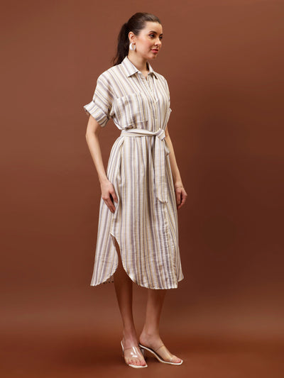 Athena Immutable Striped Formal Shirt Midi Dress