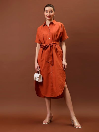 Athena Immutable Belted Shirt Midi Dress