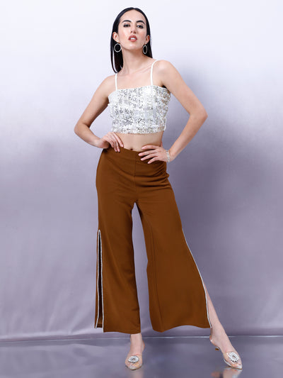 Athena Women Embellished Relaxed Straight Leg Flared Trousers