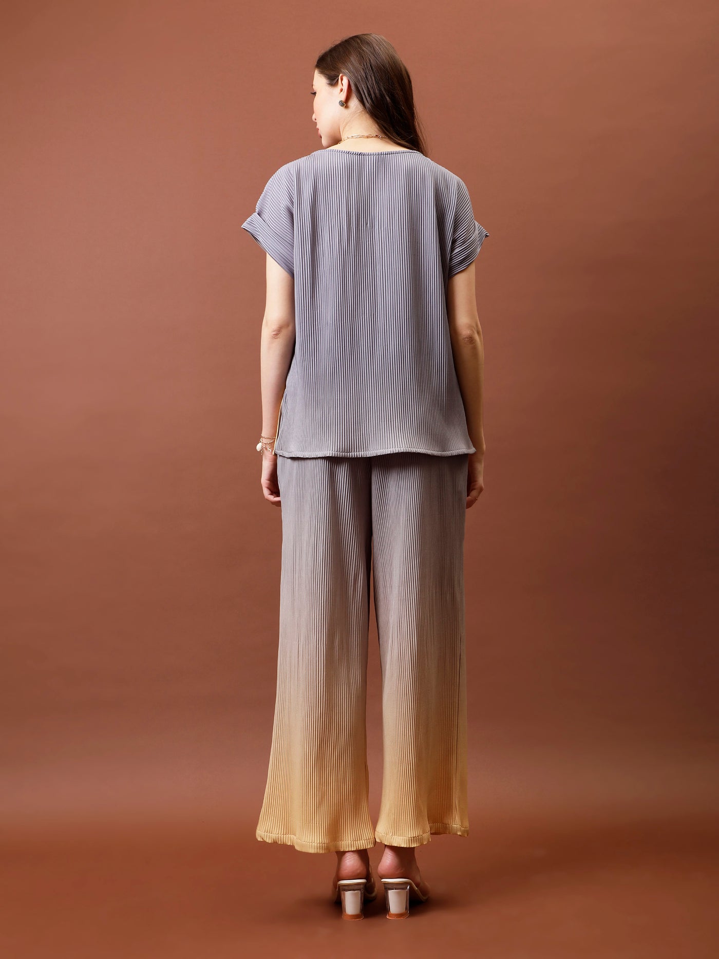 Athena Ombre Pleated Top With Trousers Co-Ords