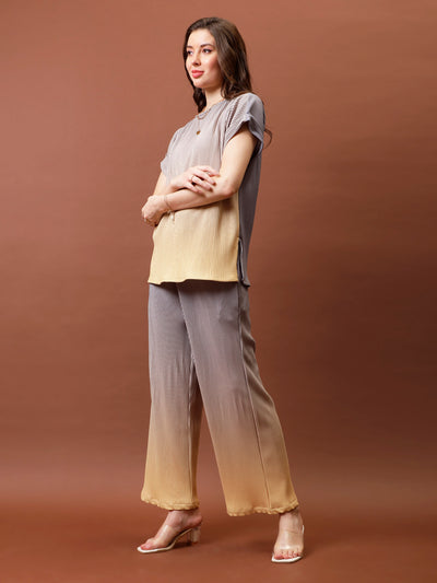 Athena Ombre Pleated Top With Trousers Co-Ords