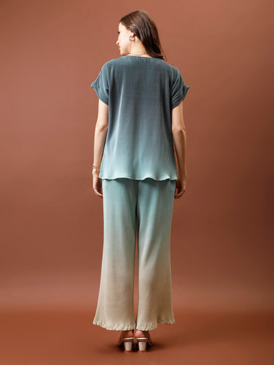 Athena Tie And Dye Ombre Pleated Top With Trousers Co-Ords