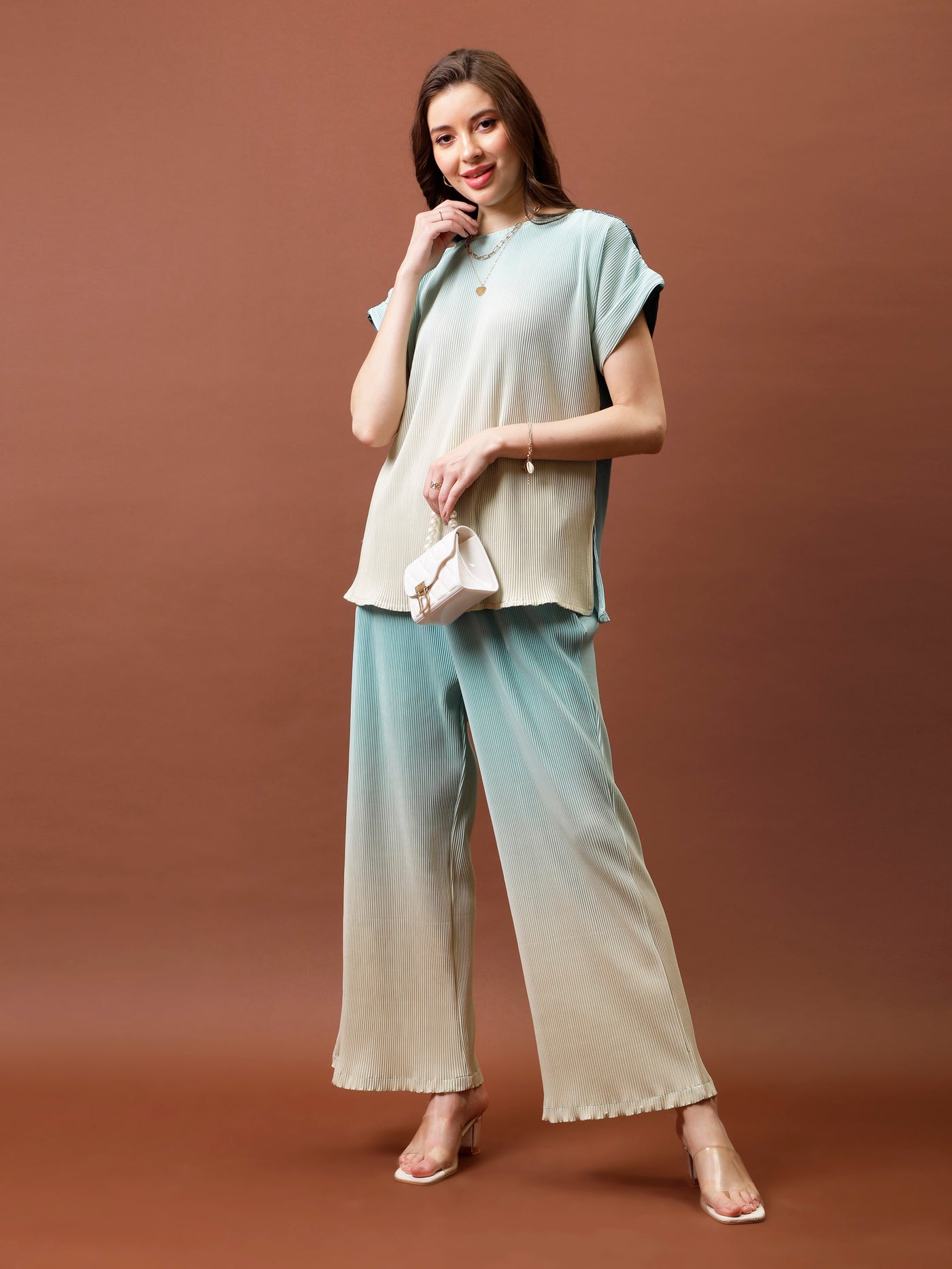 Athena Tie And Dye Ombre Pleated Top With Trousers Co-Ords