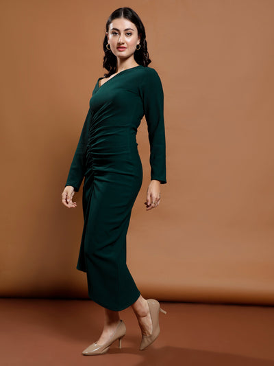 Athena Green solid bodycon dress