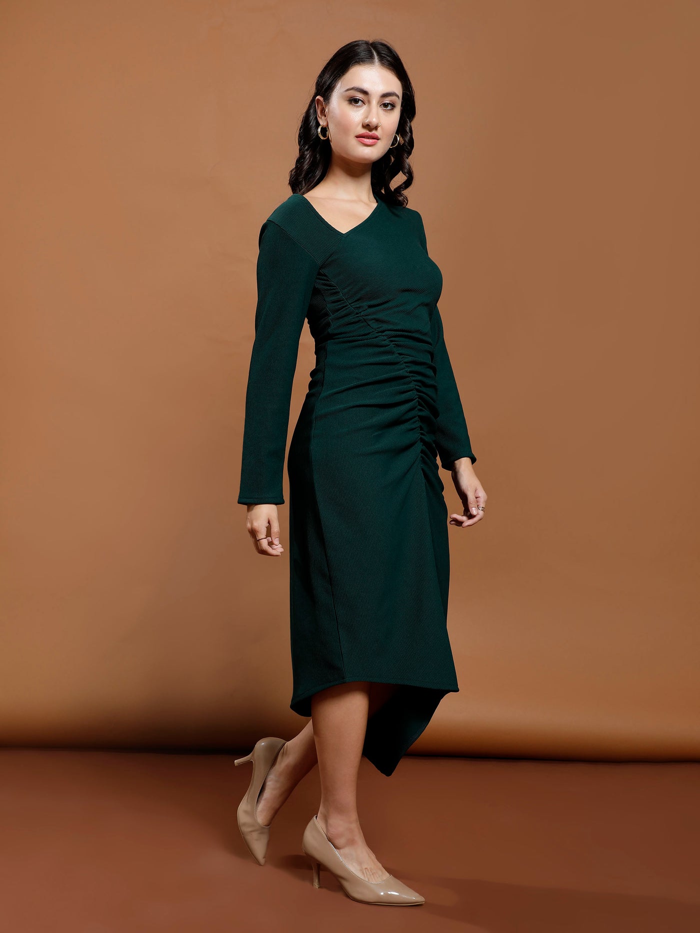 Athena Green solid bodycon dress