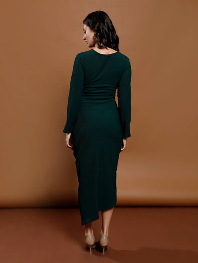 Athena Green solid bodycon dress