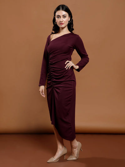 Athena Purple solid bodycon dress