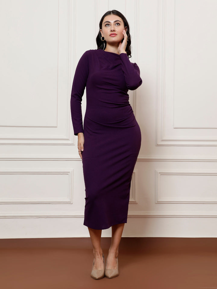 Midi Dress With Long Sleeve Scuba Dress Athena Immutable Scuba