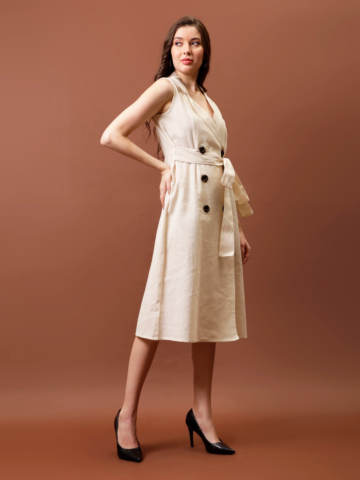 Athena Immutable Linen Formal Midi Dress