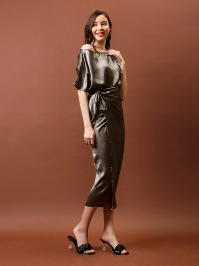 Athena Satin One Shoulder Top & Wrap Skirt Co-Ords