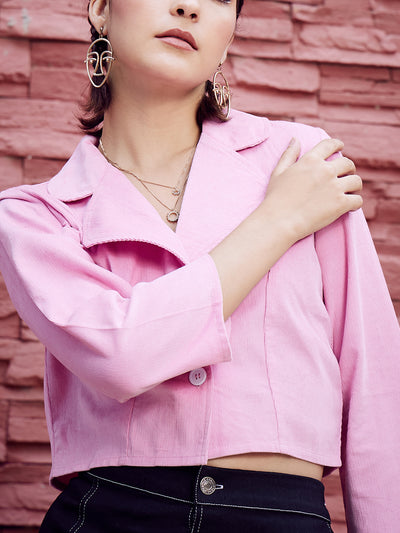 Athena Pink Corduroy Crop Tailored Jacket