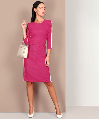 Athena Women Pink Solid T-shirt Dress