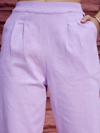 Athena Lavender Pure Cotton Denim Top With Trousers