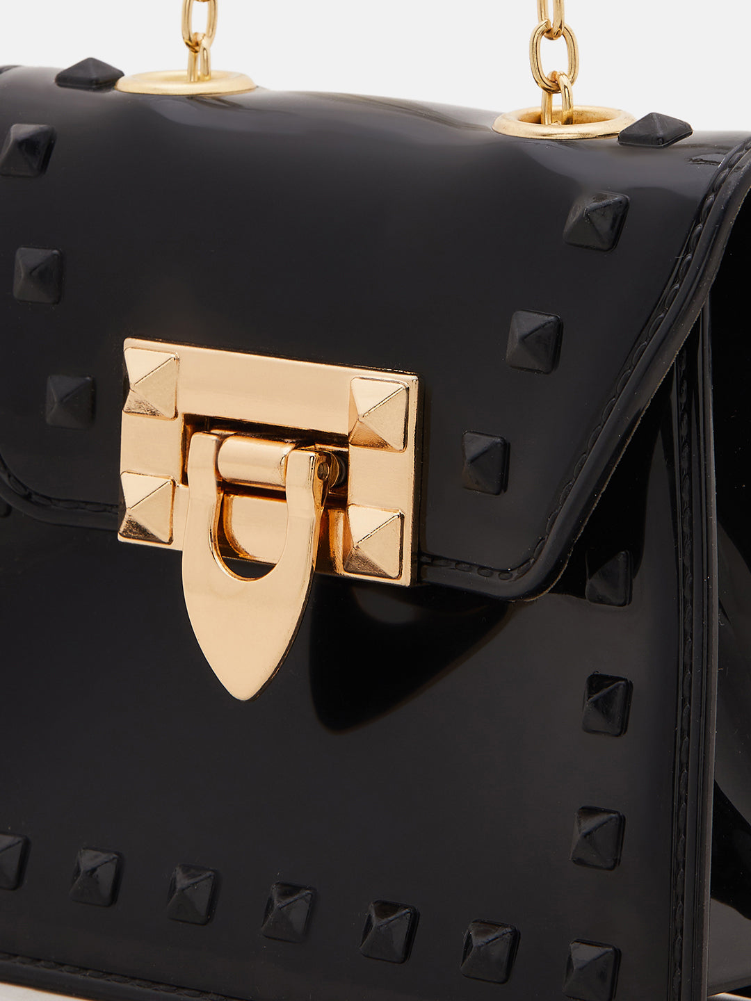 Athena Black Textured PU Structured Sling Bag - Athena Lifestyle