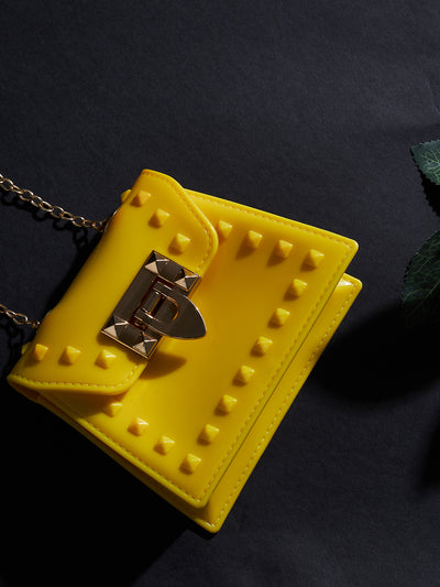 Athena Yellow Textured PU Structured Sling Bag - Athena Lifestyle