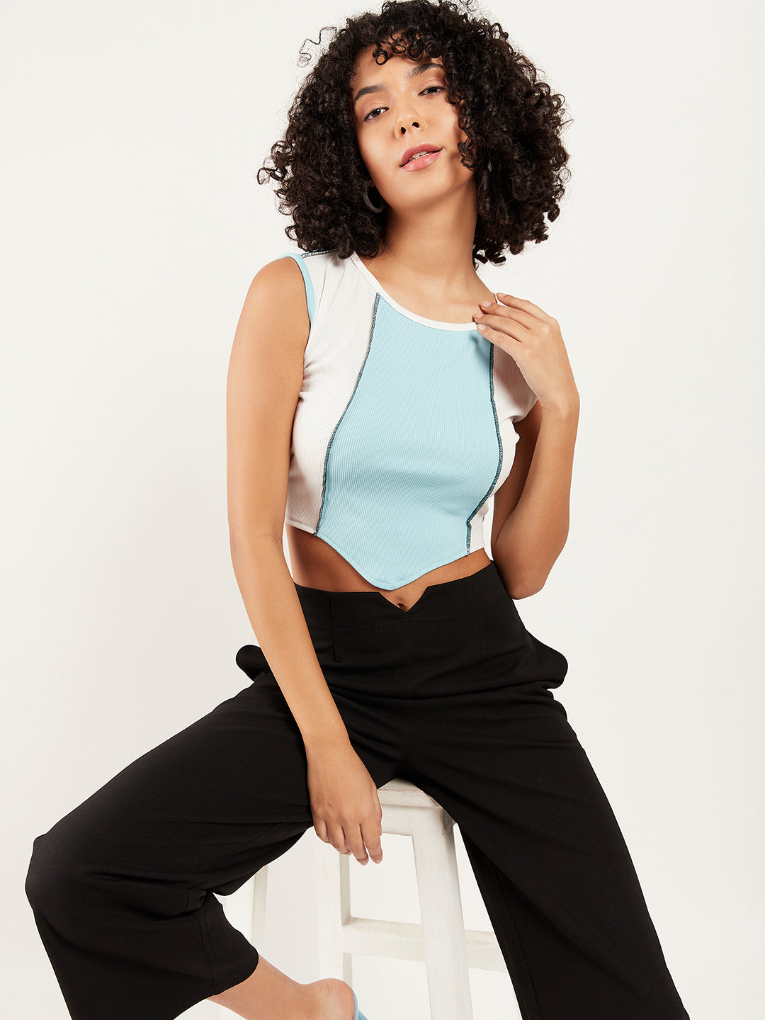 Athena Colourblocked Fitted Crop Top