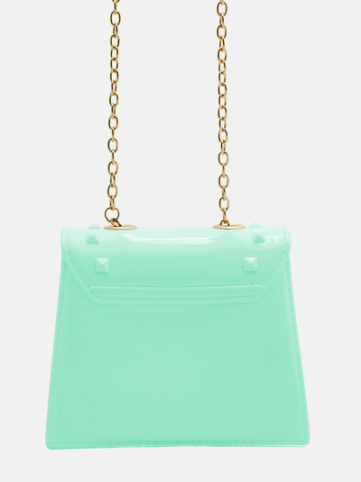 Athena Sea Green Textured Structured Satchel Bag