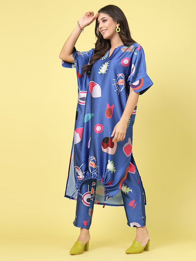 Athena Printed V-Neck Tunic With Flared Trouser Co-Ords