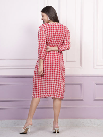 Athena Checked Tie-Ups Georgette Wrap Dress