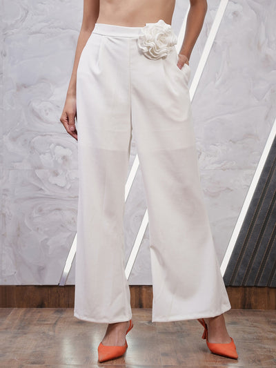 Athena Women White Low-Rise Parallel Trouser