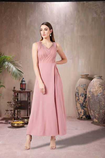 Athena Women Embellished Pink Maxi Dress