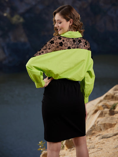 Athena Lace Inserted Shirt Style Cotton Top - Athena Lifestyle