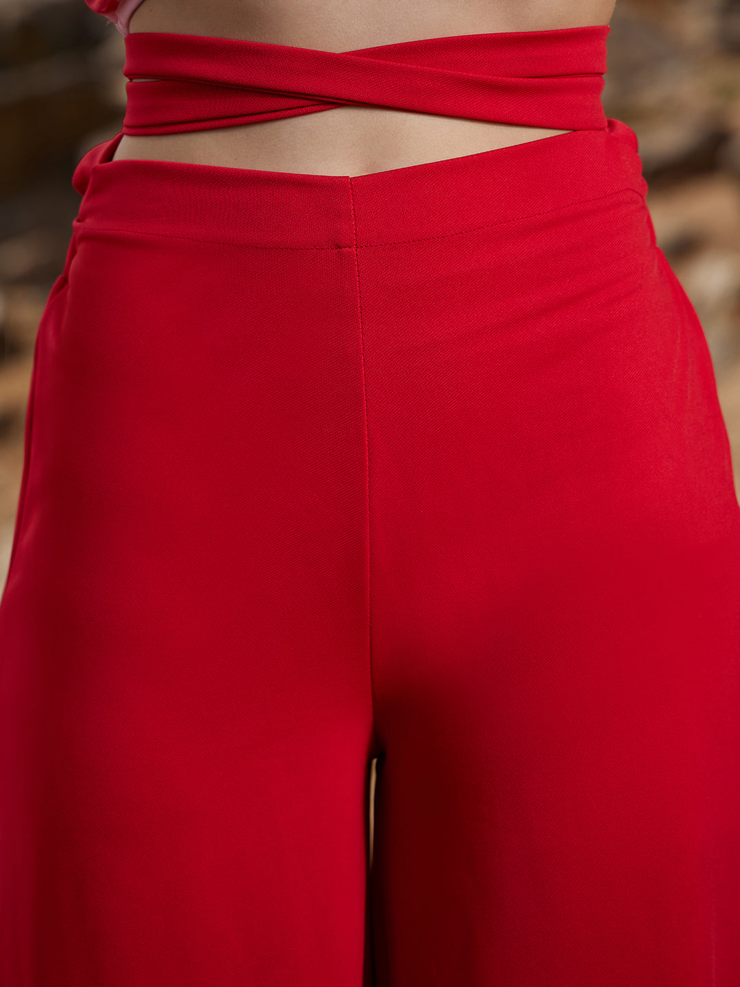 Athena Women Red Original Flared Easy Wash Trousers - Athena Lifestyle