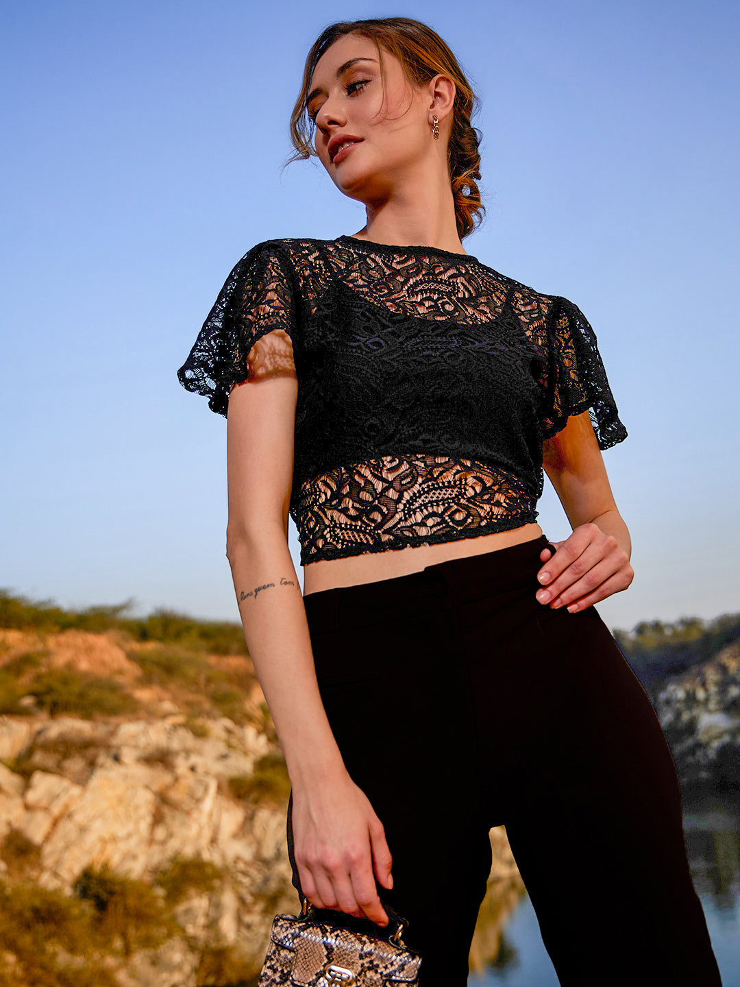 Athena Lace Back Knot Crop Top - Athena Lifestyle