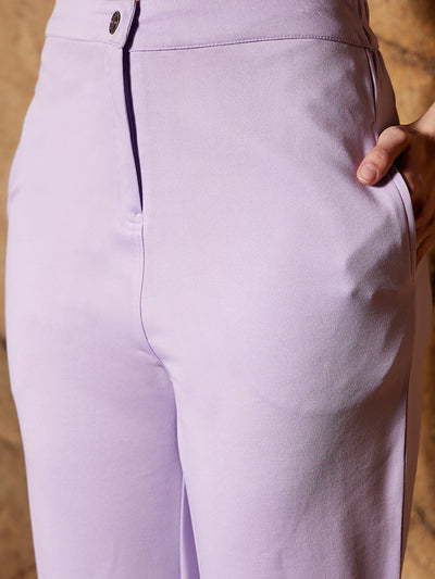 Athena Women Lavender Original Straight Fit Easy Wash Trousers - Athena Lifestyle