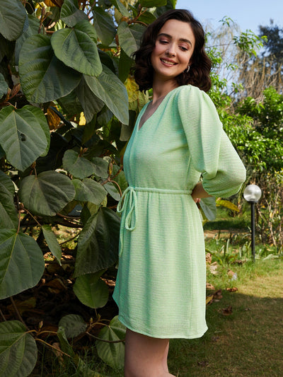 Athena Green Blouson Dress - Athena Lifestyle