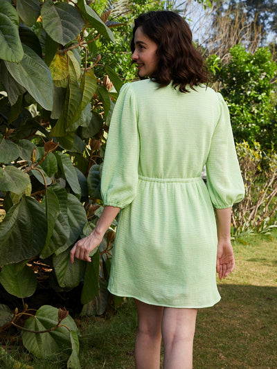 Athena Green Blouson Dress - Athena Lifestyle