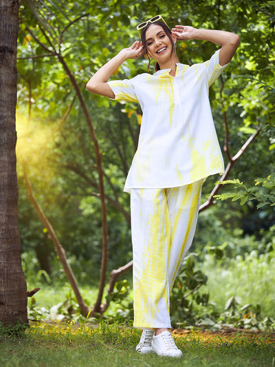 Athena Women Yellow Tie & Die Co-Ords Set - Athena Lifestyle