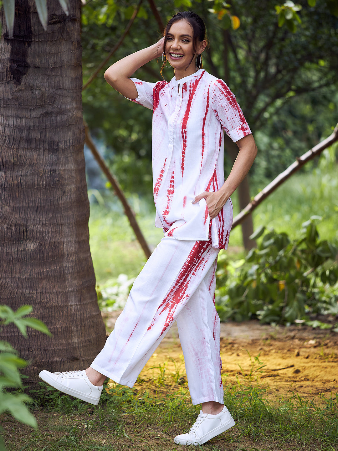 womens red tie dye shirt