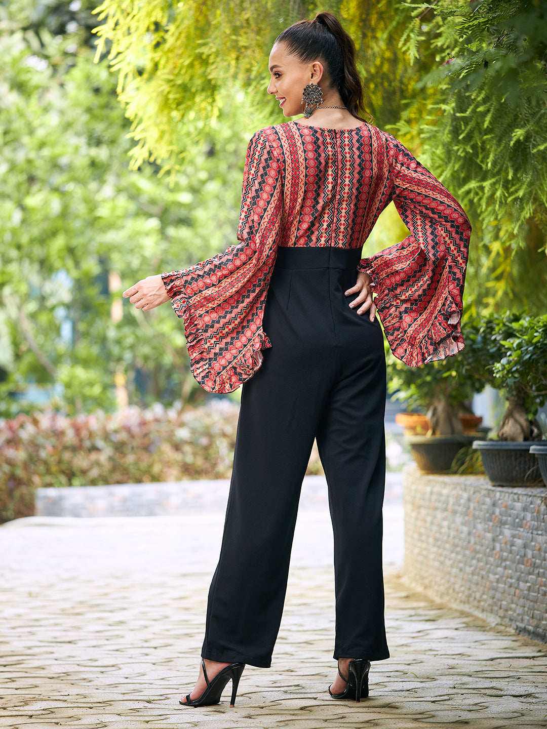 Athena Black & Red Printed Basic Jumpsuit - Athena Lifestyle