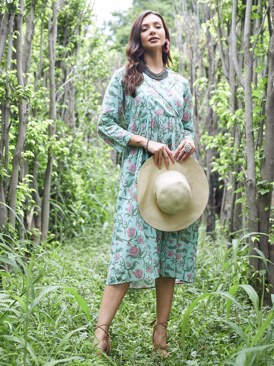 Athena Green Tropical Midi Dress - Athena Lifestyle