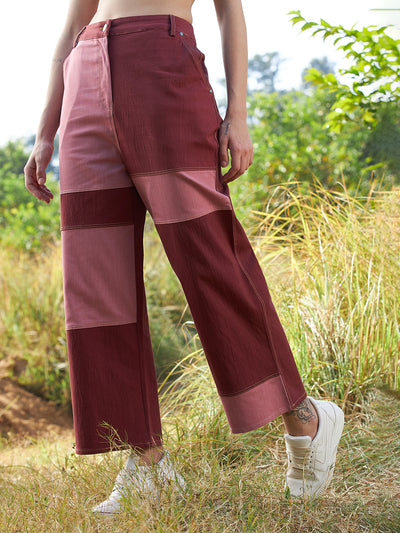 Athena Women Colourblocked Denim Trouser - Athena Lifestyle