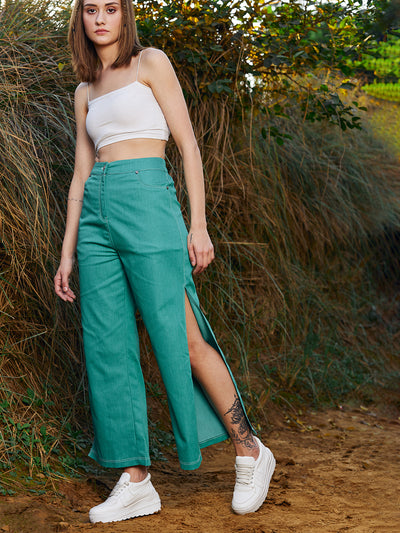 Athena Women Green Smart Easy Wash Trousers - Athena Lifestyle