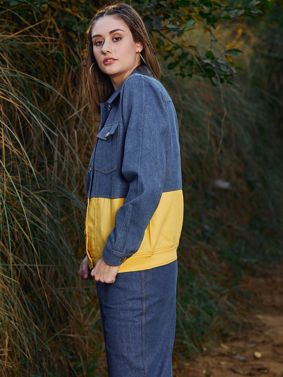 Athena Women Colourblocked Cotton Outdoor Denim Jacket - Athena Lifestyle