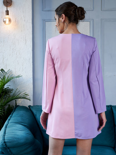 Athena Women Colour blocked Polyester A-Line Mini Dress - Athena Lifestyle